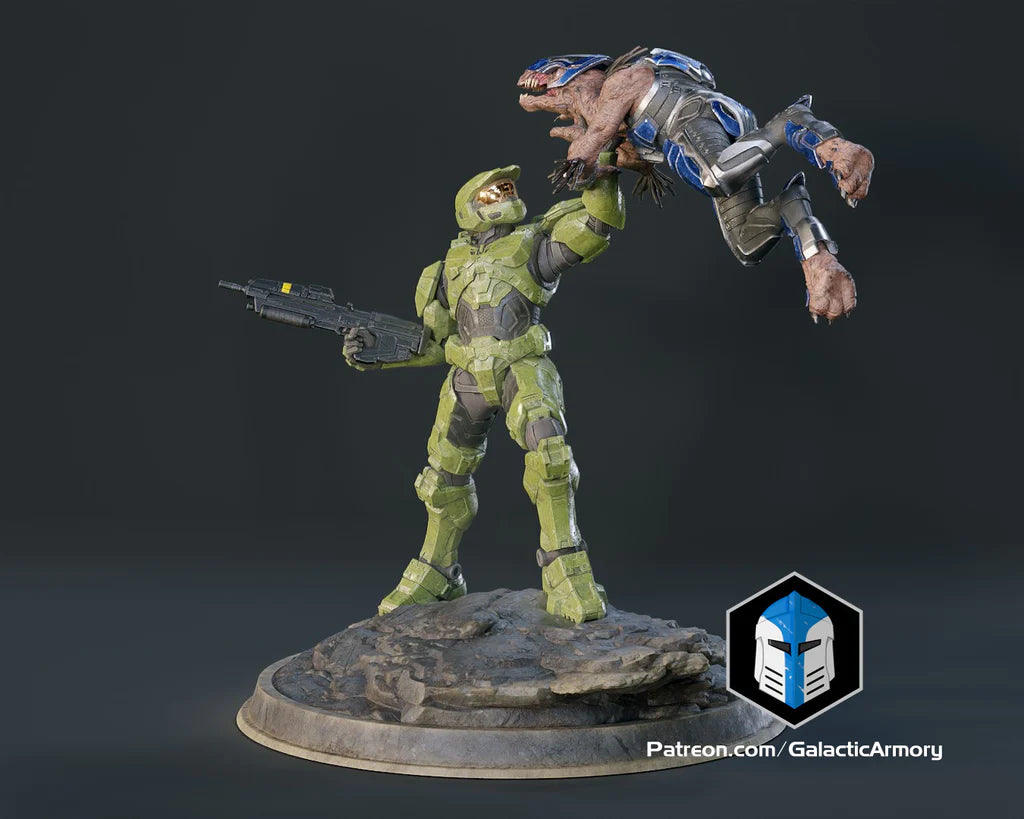 Master Chief vs Jackal Statue