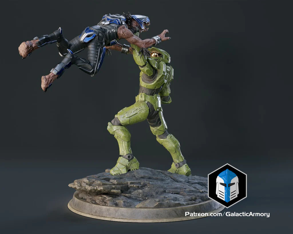 Master Chief vs Jackal Statue
