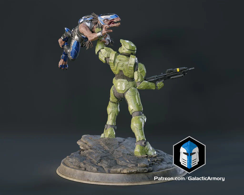 Master Chief vs Jackal Statue