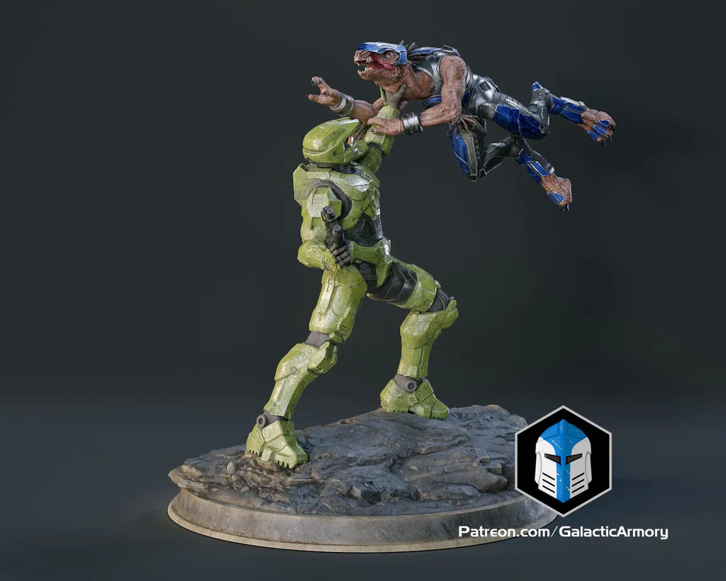 Master Chief vs Jackal Statue