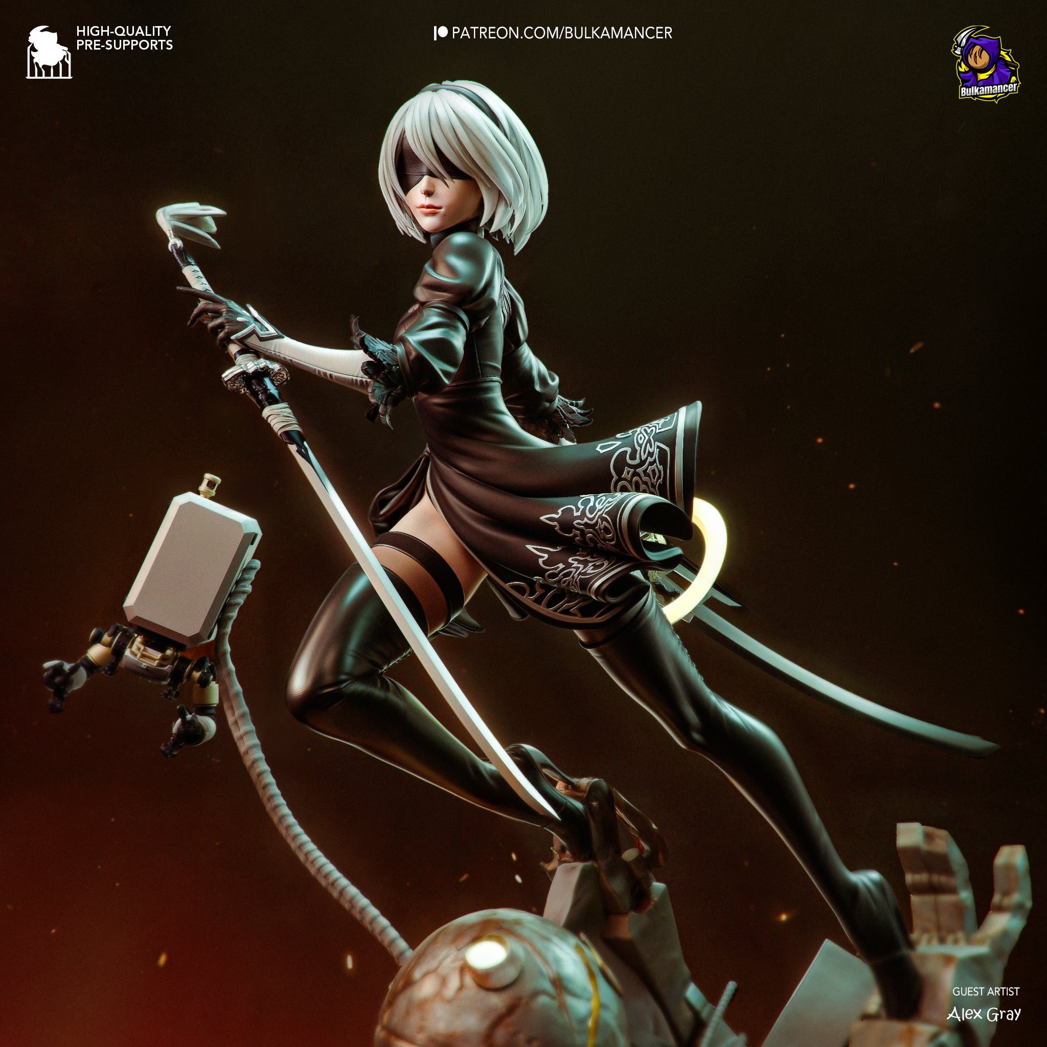 Gothic Android Warrior Statue