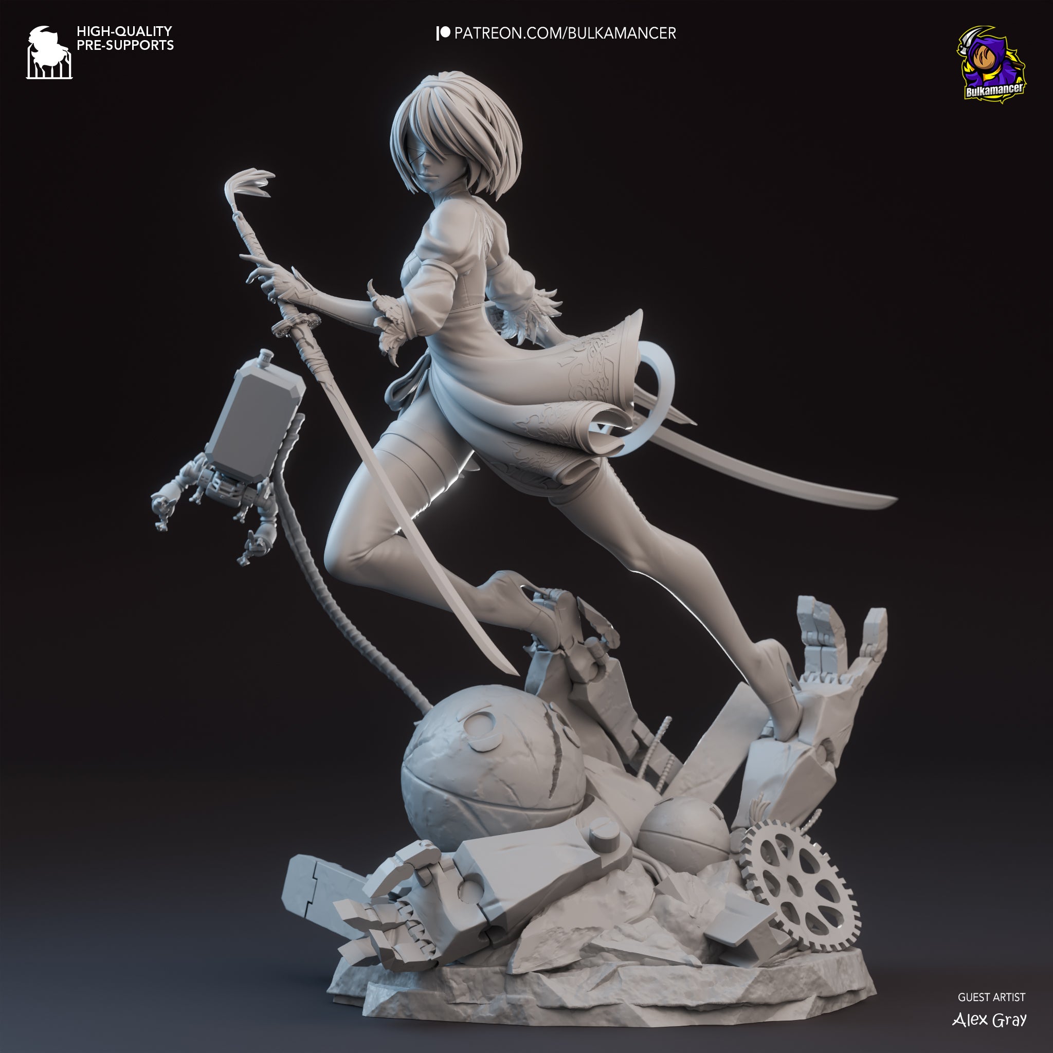 Gothic Android Warrior Statue