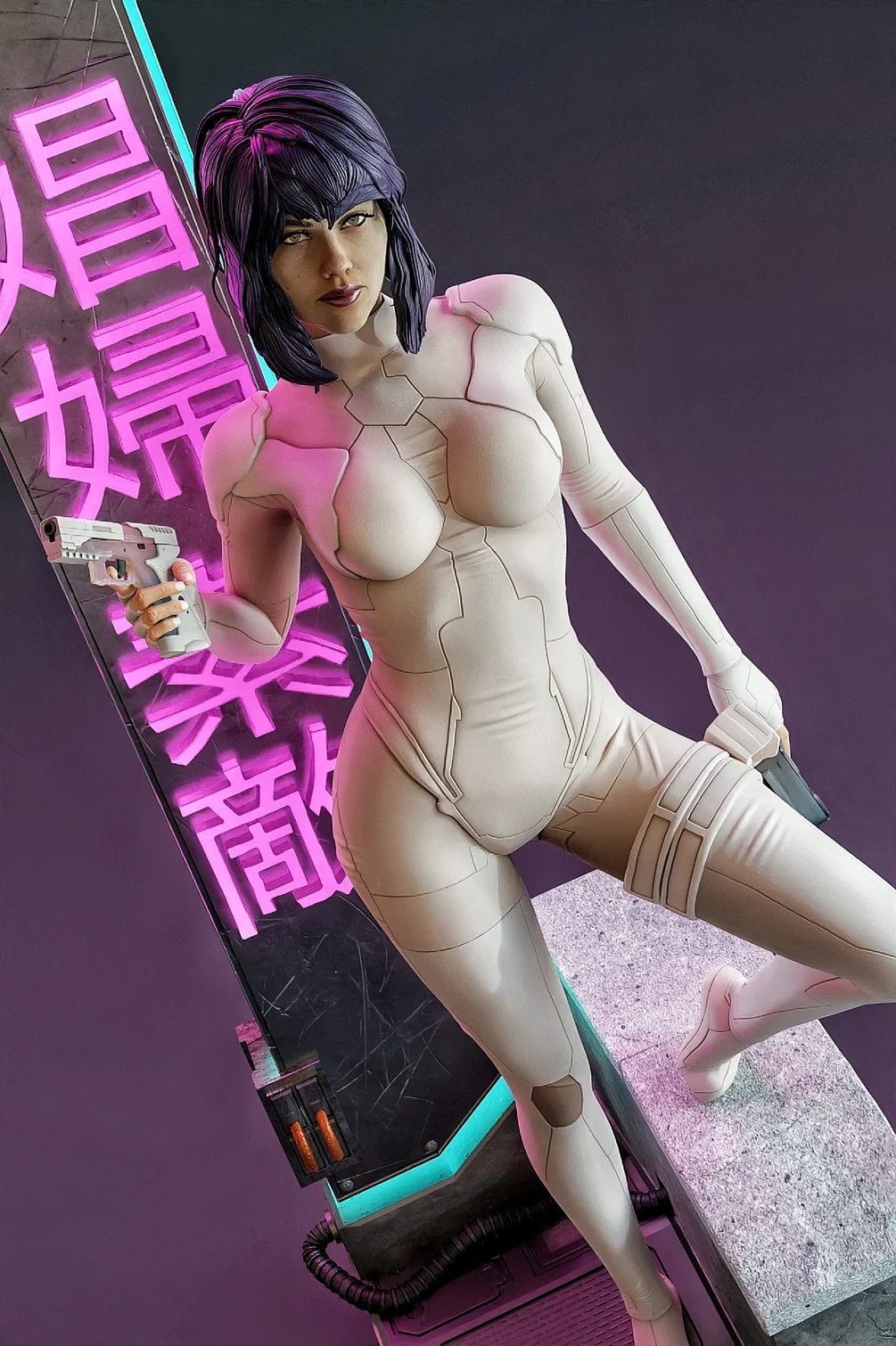 Neon Ghost Statue