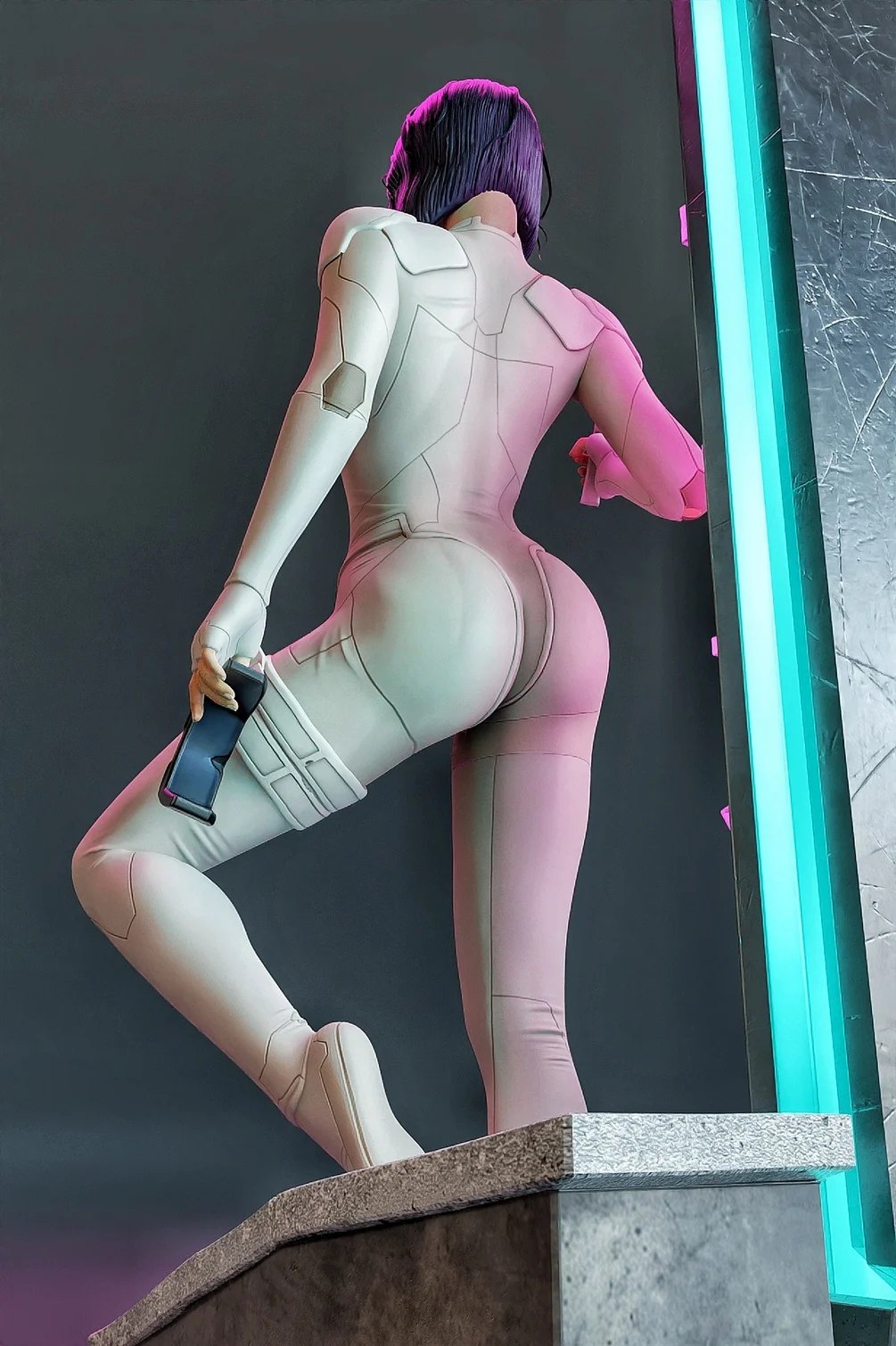 Neon Ghost Statue