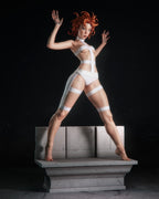 Futuristic Orange-Haired Heroine Statue