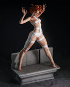 Futuristic Orange-Haired Heroine Statue