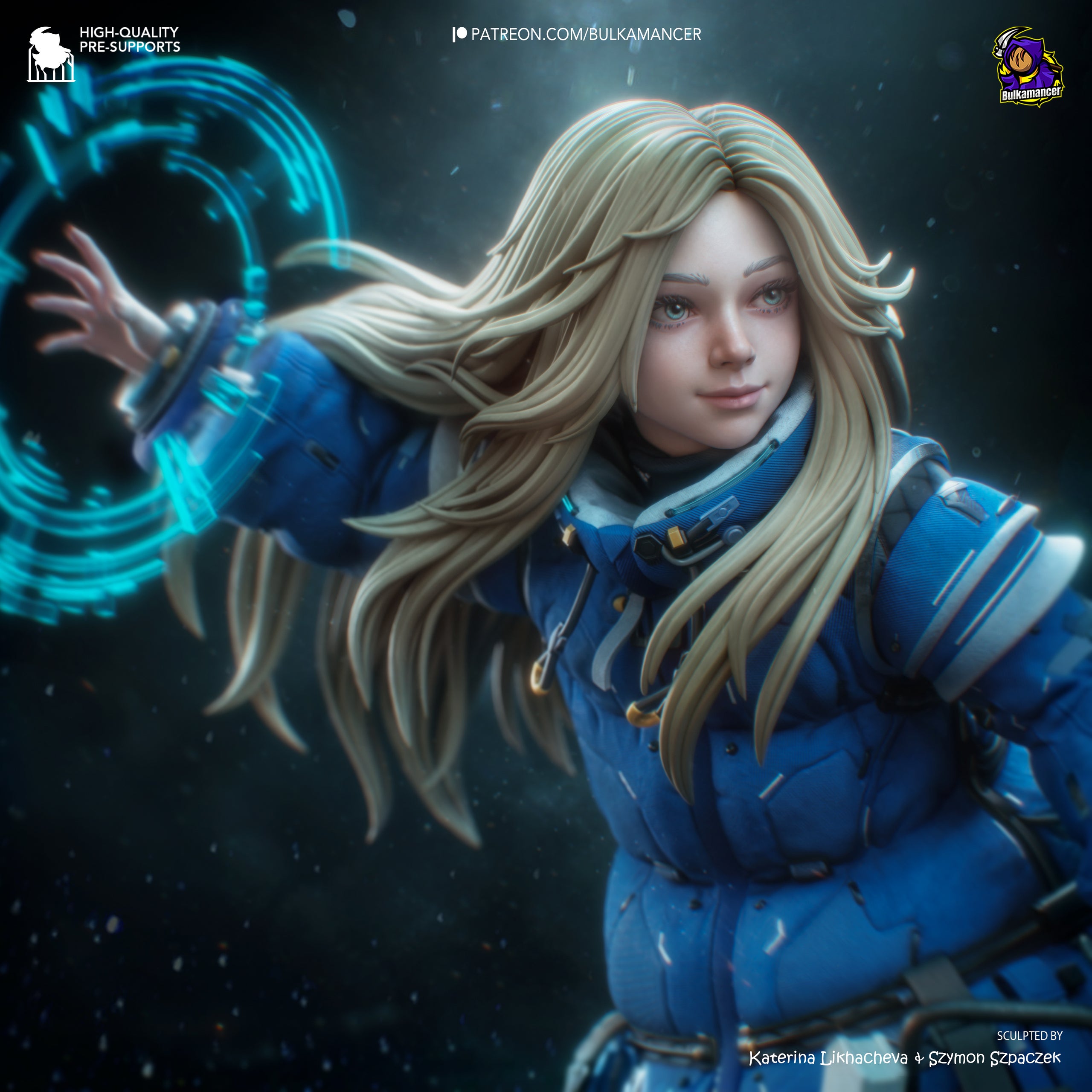 Lunar Android Girl Statue