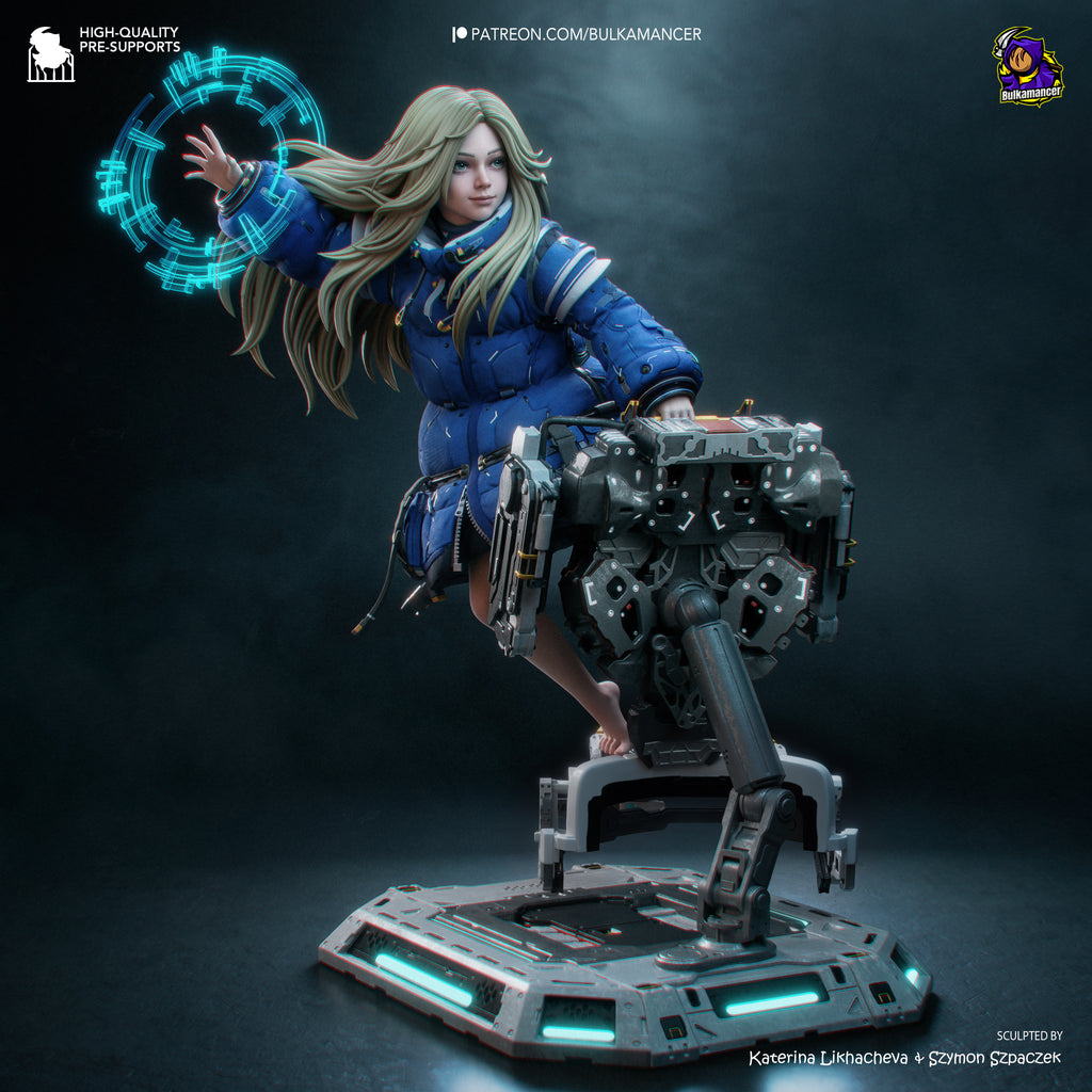 Lunar Android Girl Statue
