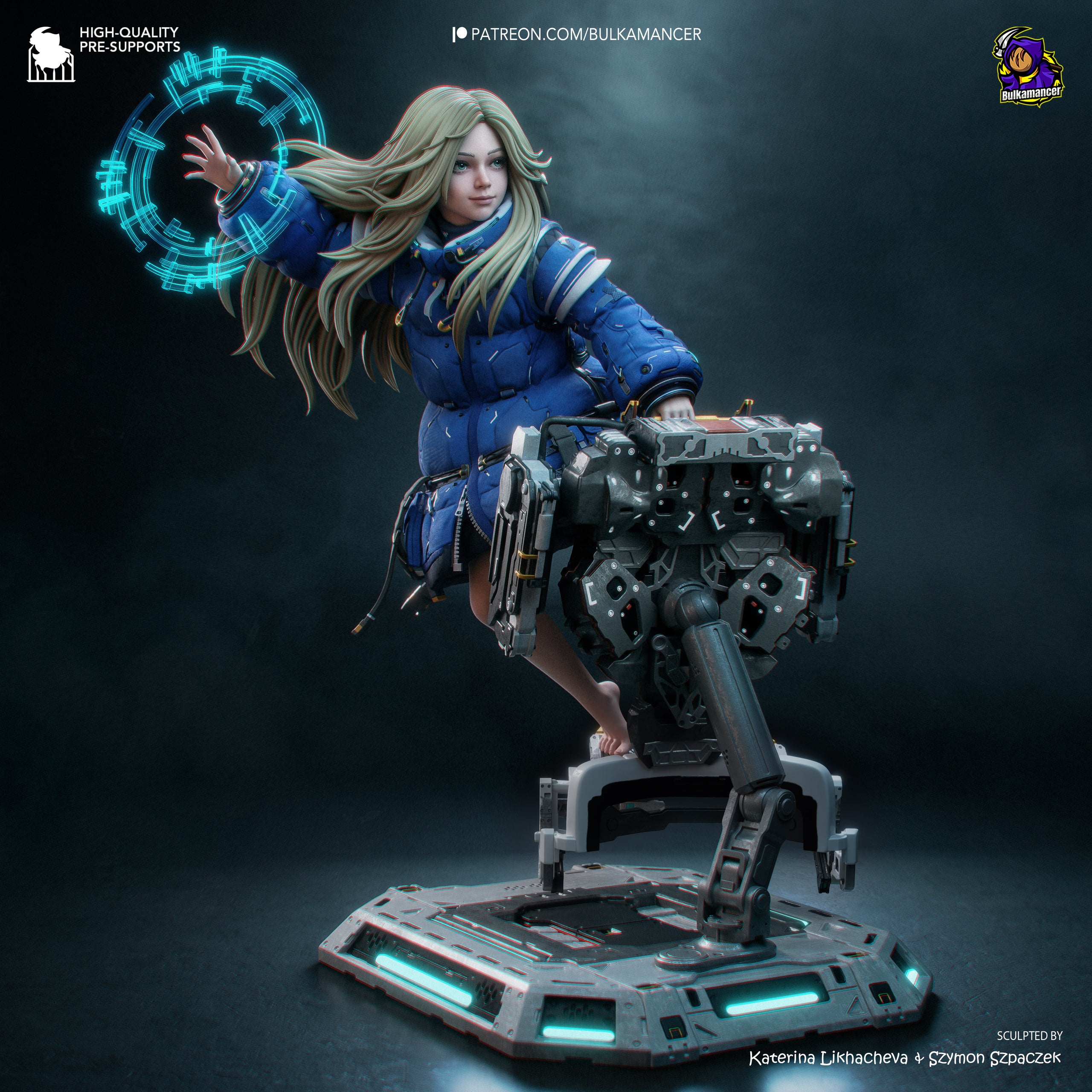 Lunar Android Girl Statue