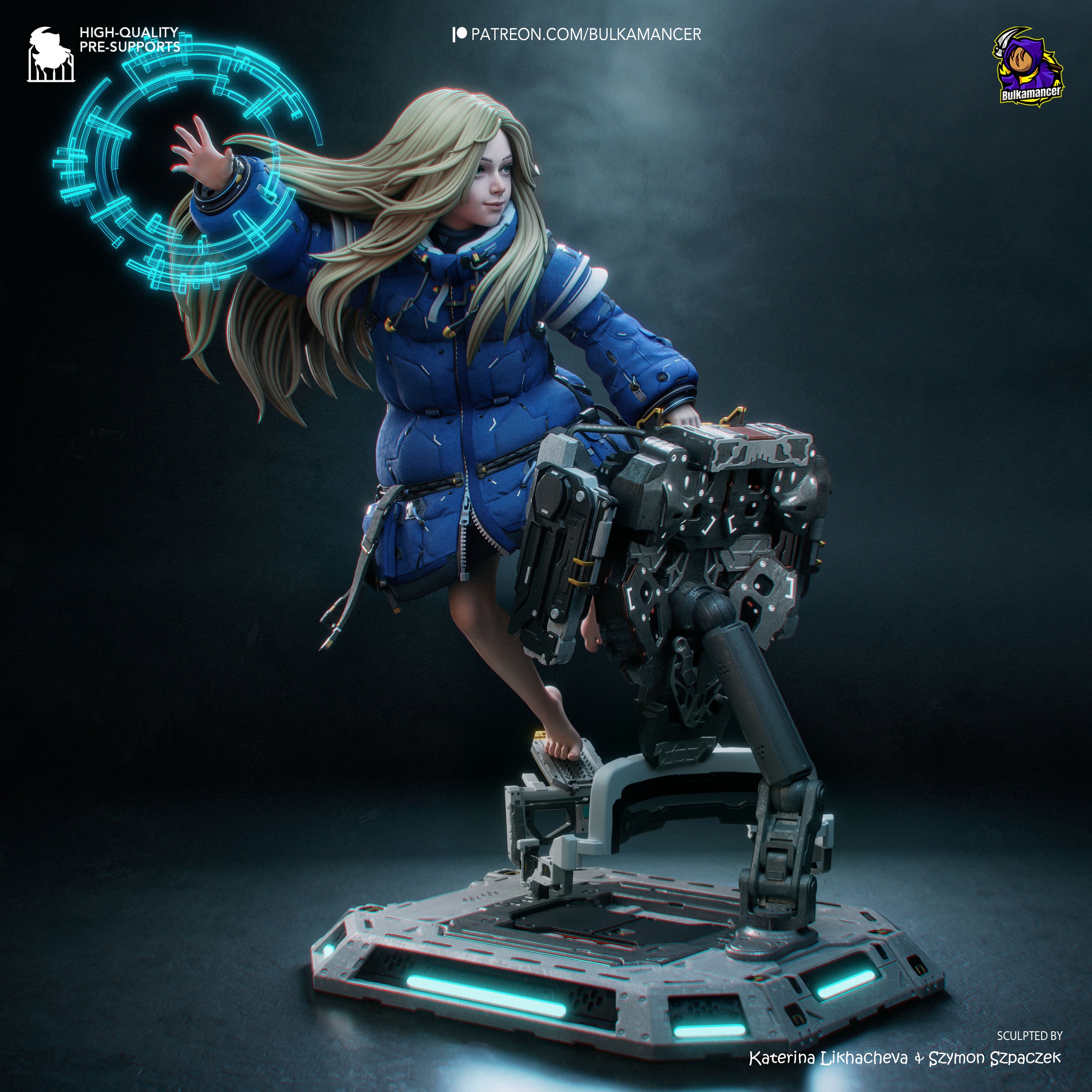 Lunar Android Girl Statue