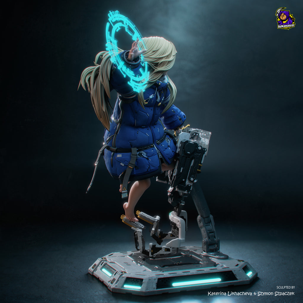 Lunar Android Girl Statue