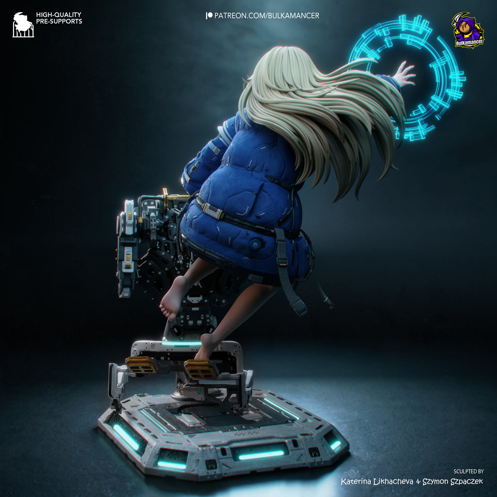 Lunar Android Girl Statue