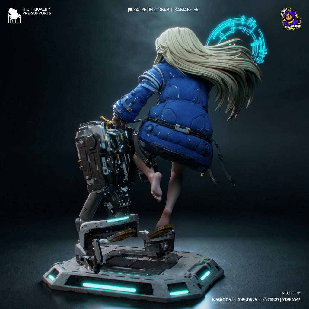 Lunar Android Girl Statue