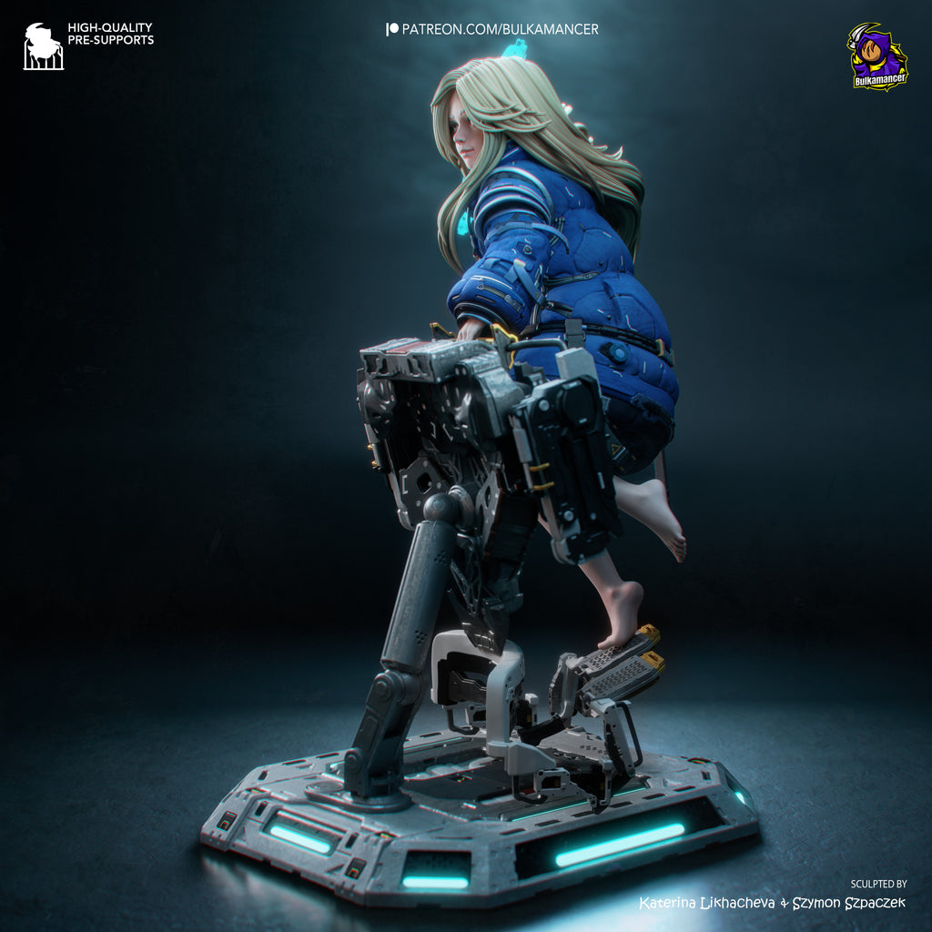 Lunar Android Girl Statue
