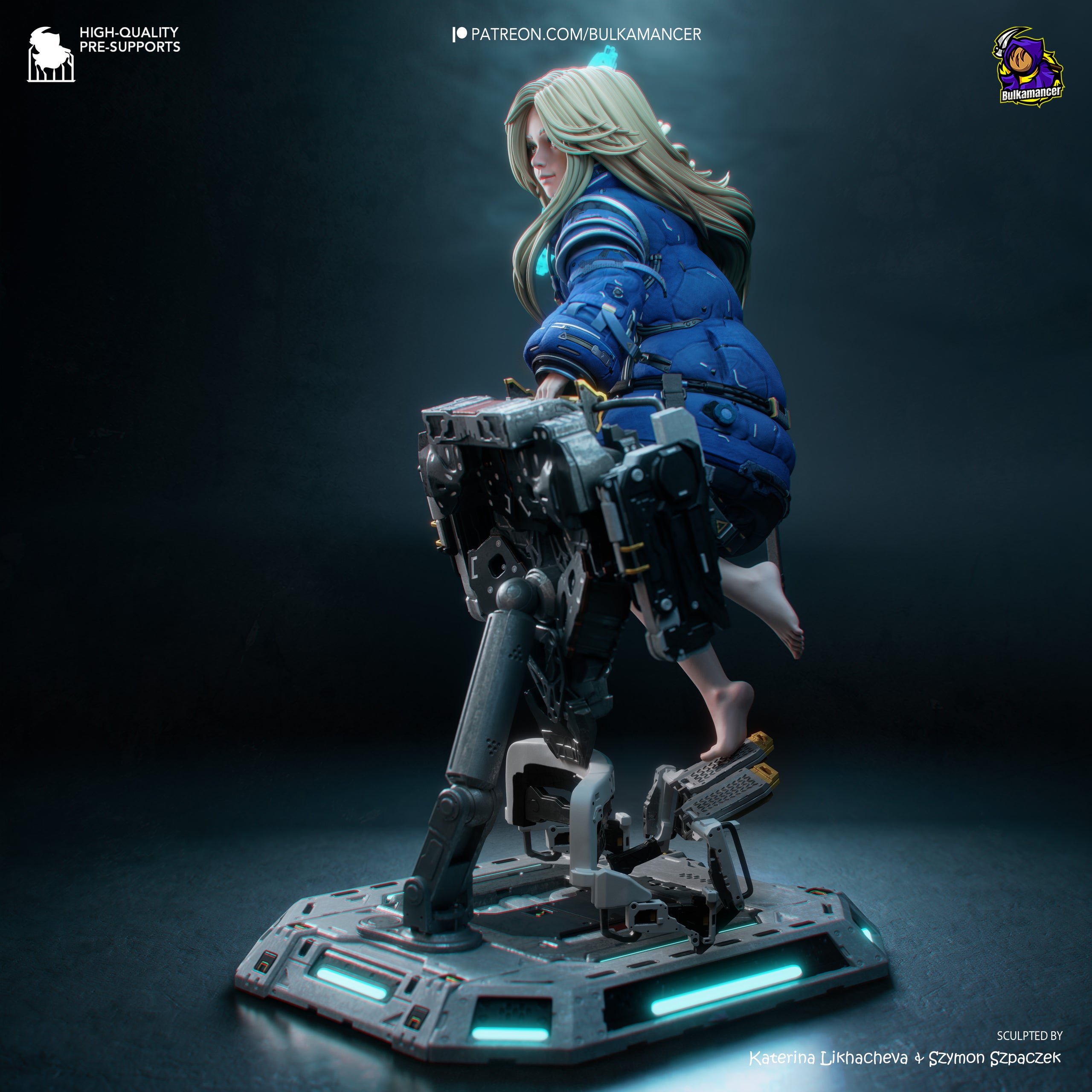 Lunar Android Girl Statue