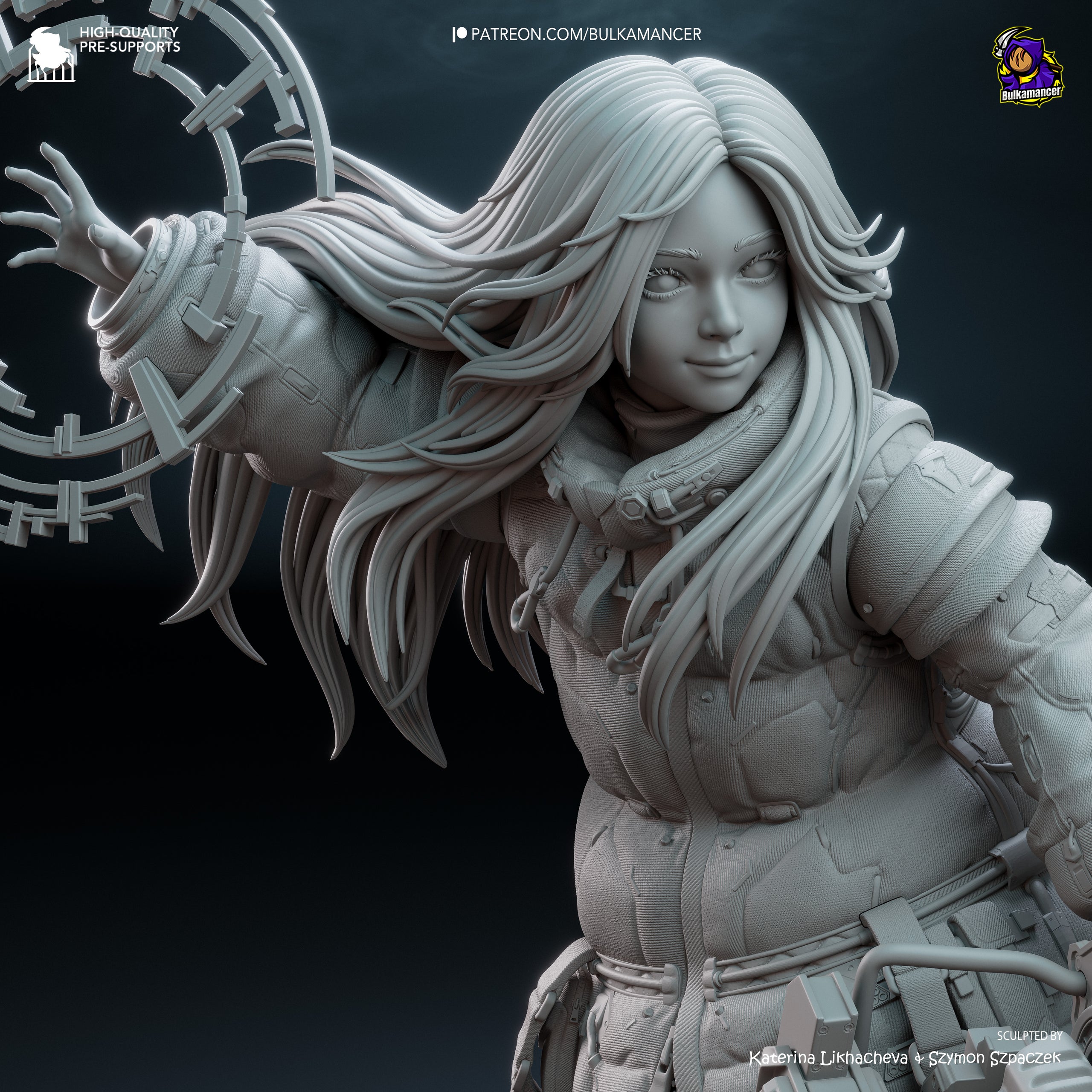 Lunar Android Girl Statue