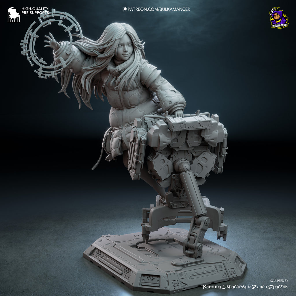Lunar Android Girl Statue
