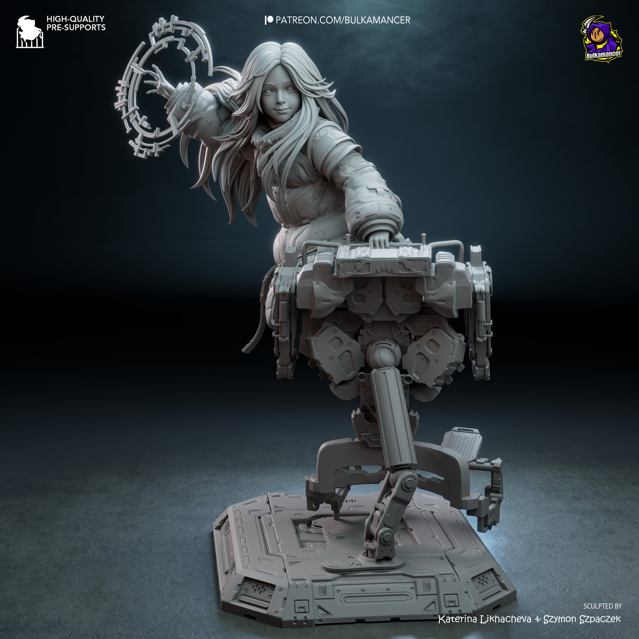 Lunar Android Girl Statue