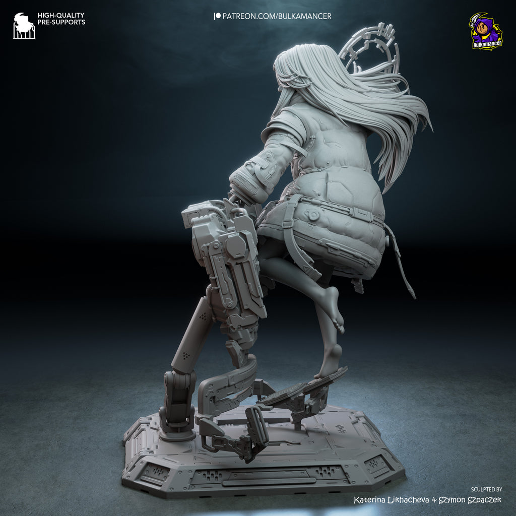 Lunar Android Girl Statue