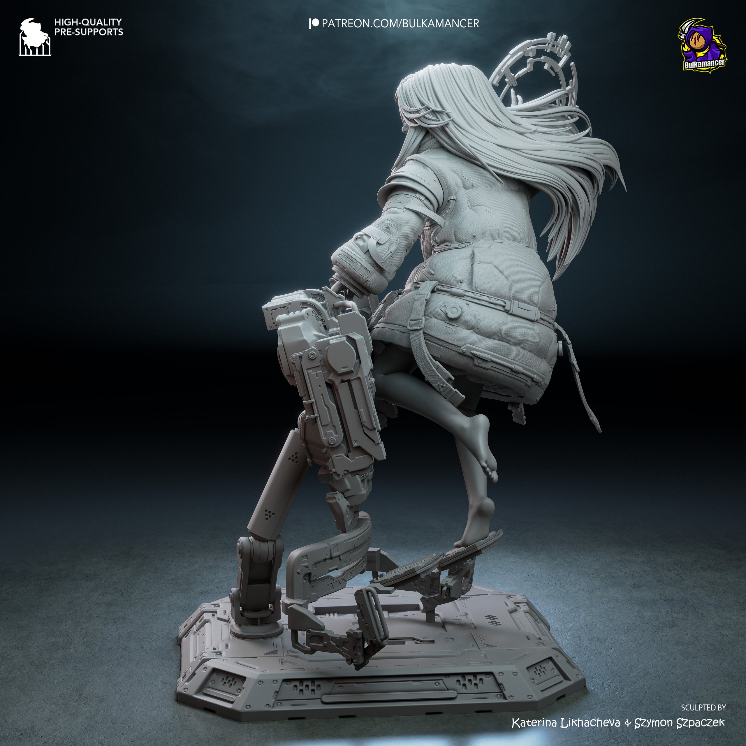 Lunar Android Girl Statue