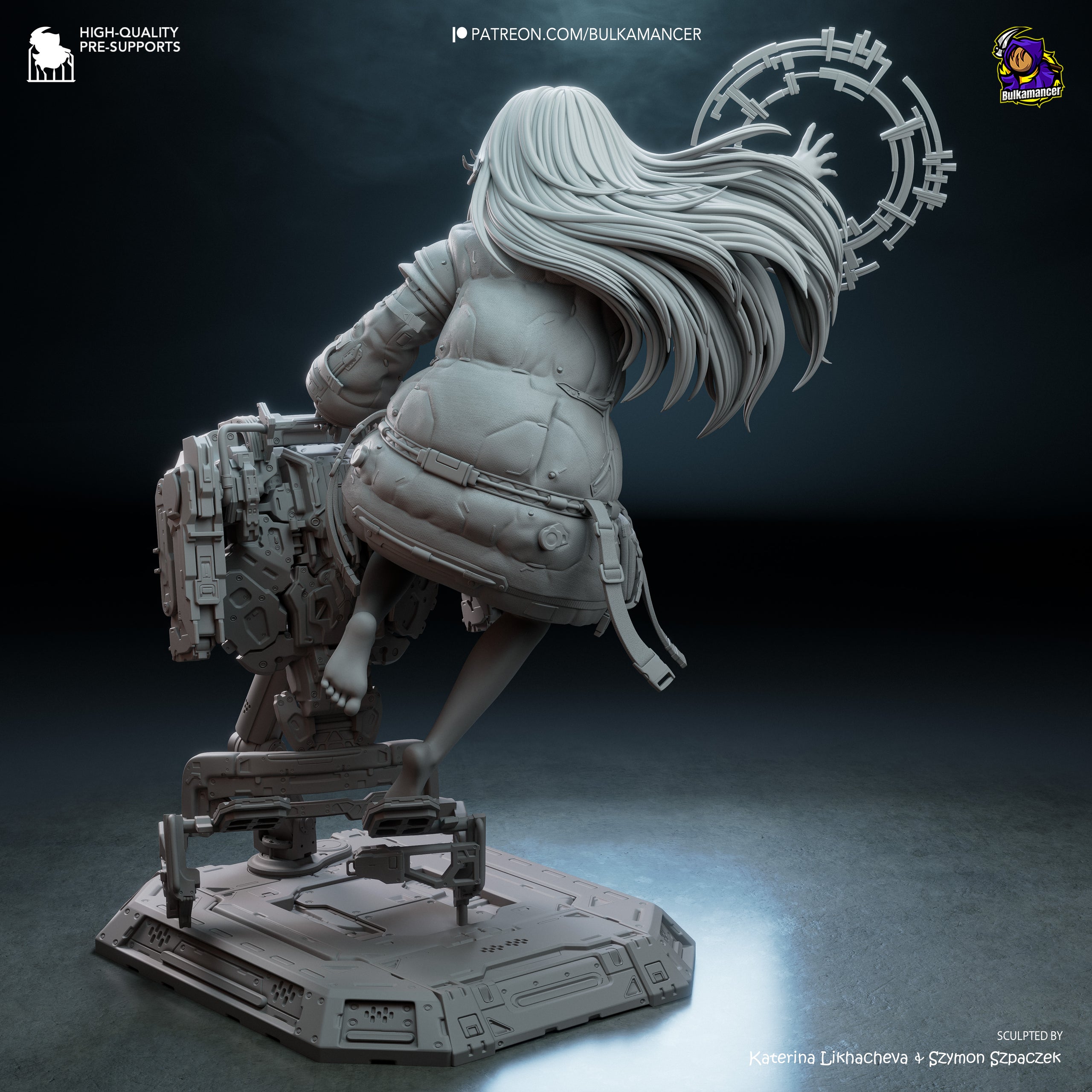 Lunar Android Girl Statue