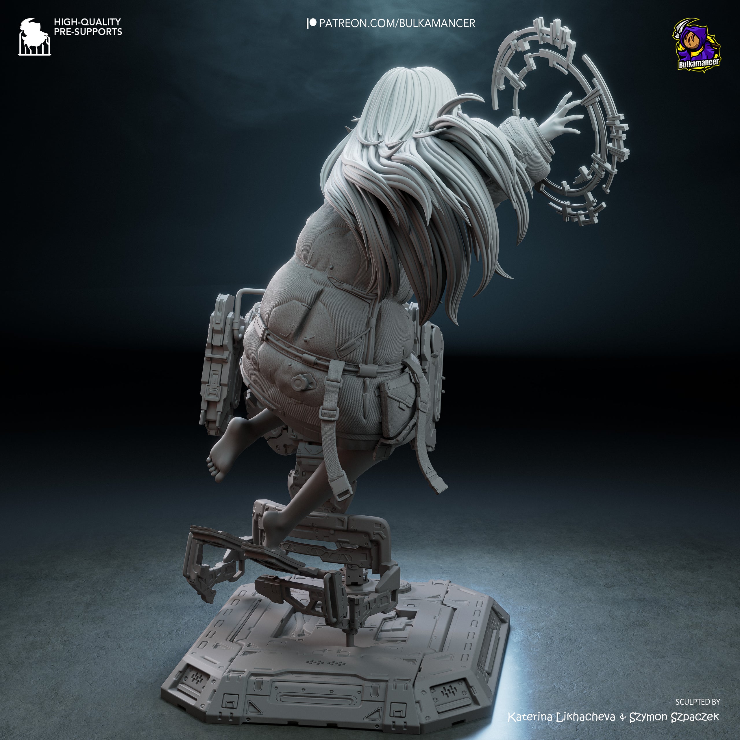 Lunar Android Girl Statue