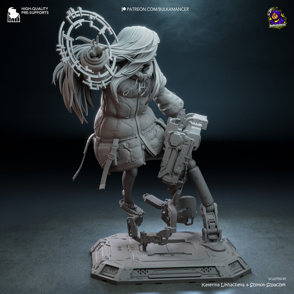 Lunar Android Girl Statue