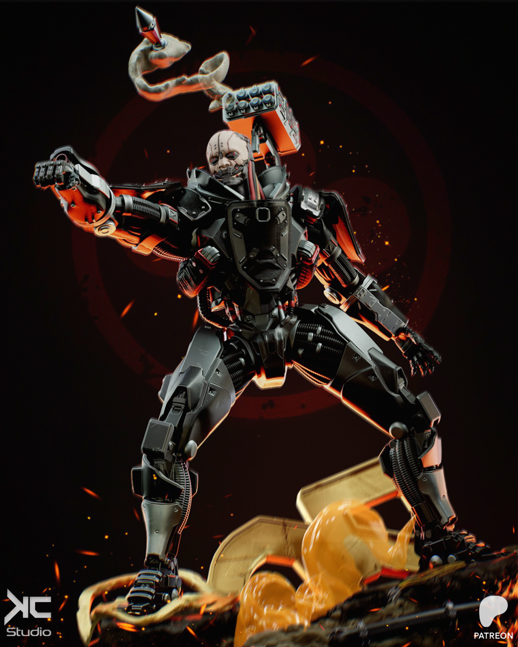 The Chrome Juggernaut Statue