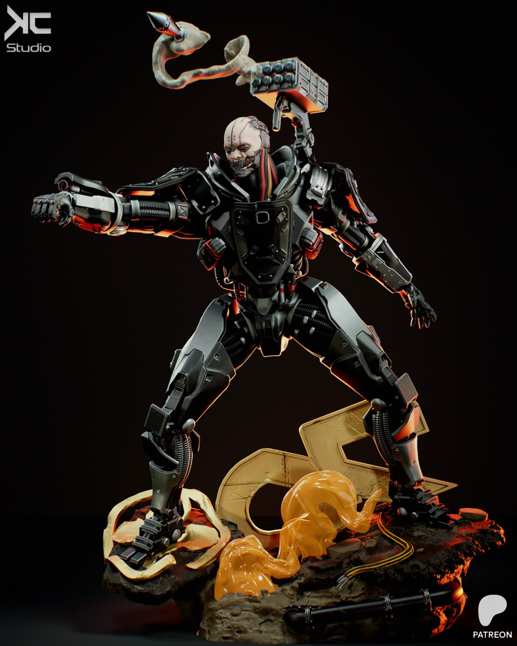 The Chrome Juggernaut Statue