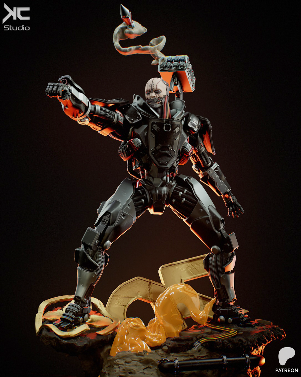 The Chrome Juggernaut Statue
