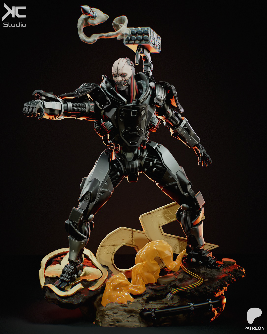The Chrome Juggernaut Statue