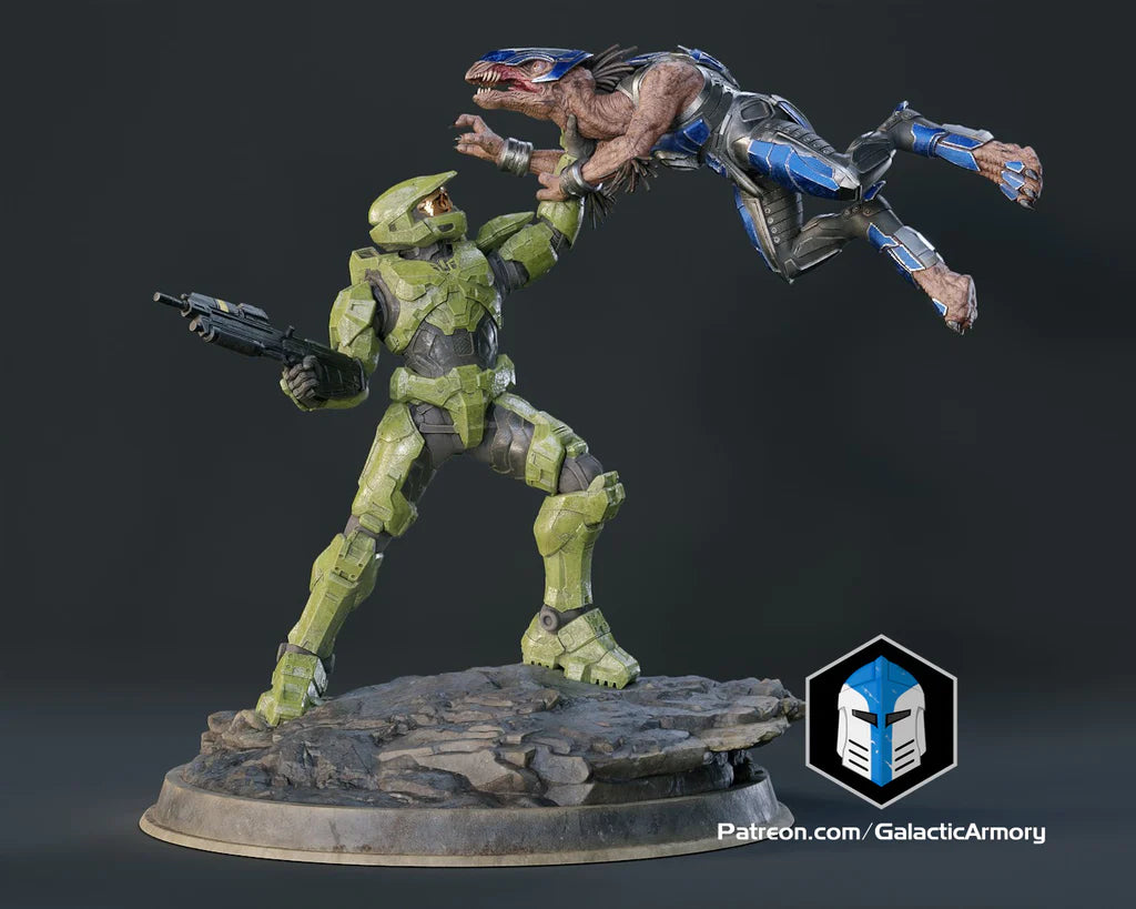 Master Chief vs Jackal Statue