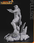 Green Armored Space Soldier Statue