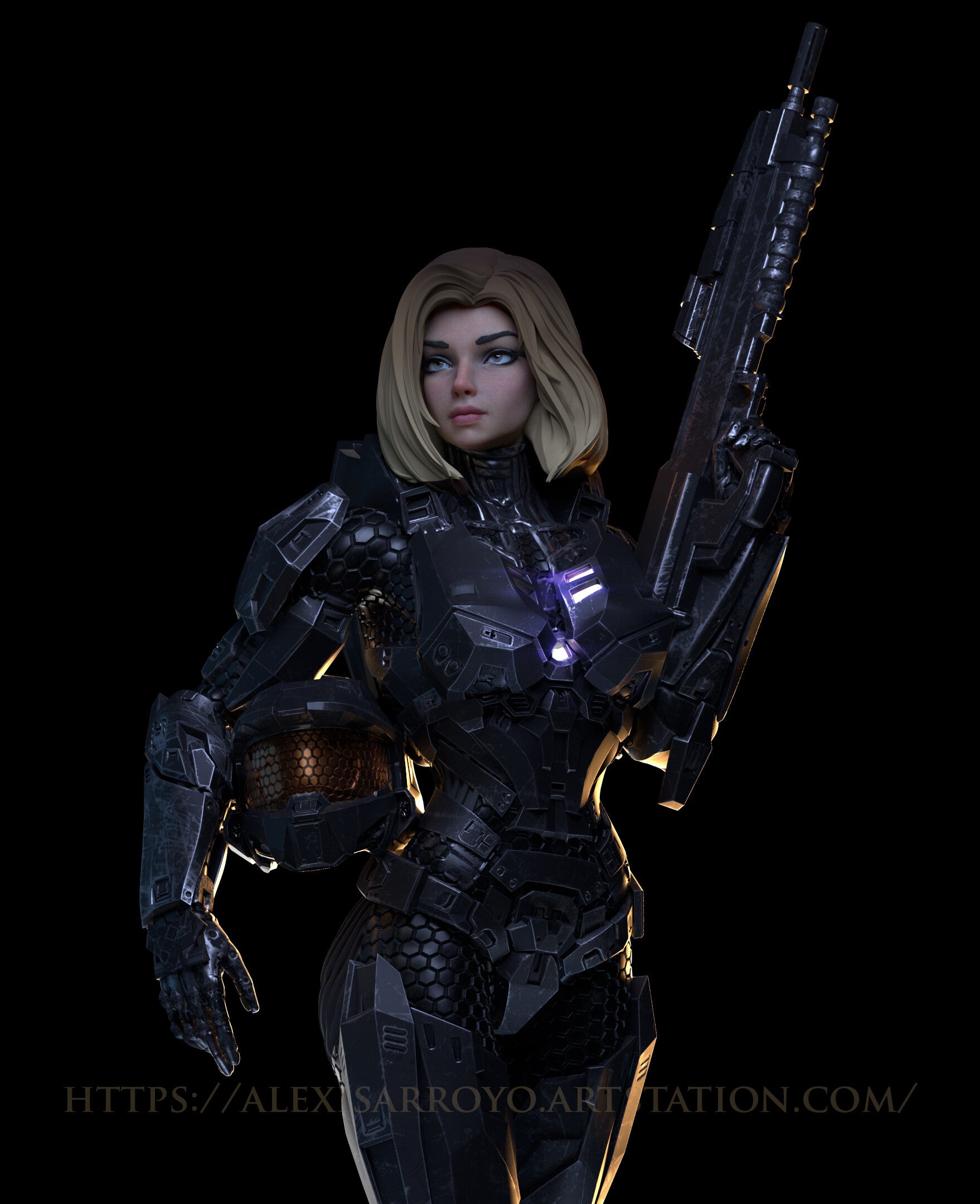 Armored Sci-Fi Valkyrie Statue