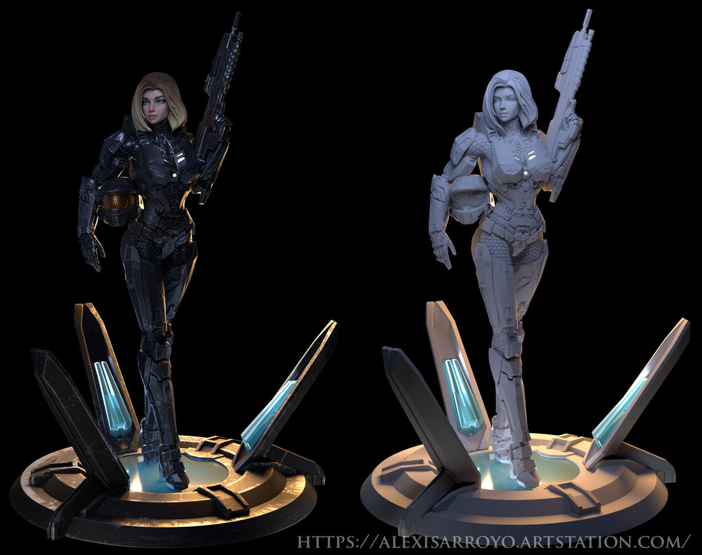 Armored Sci-Fi Valkyrie Statue