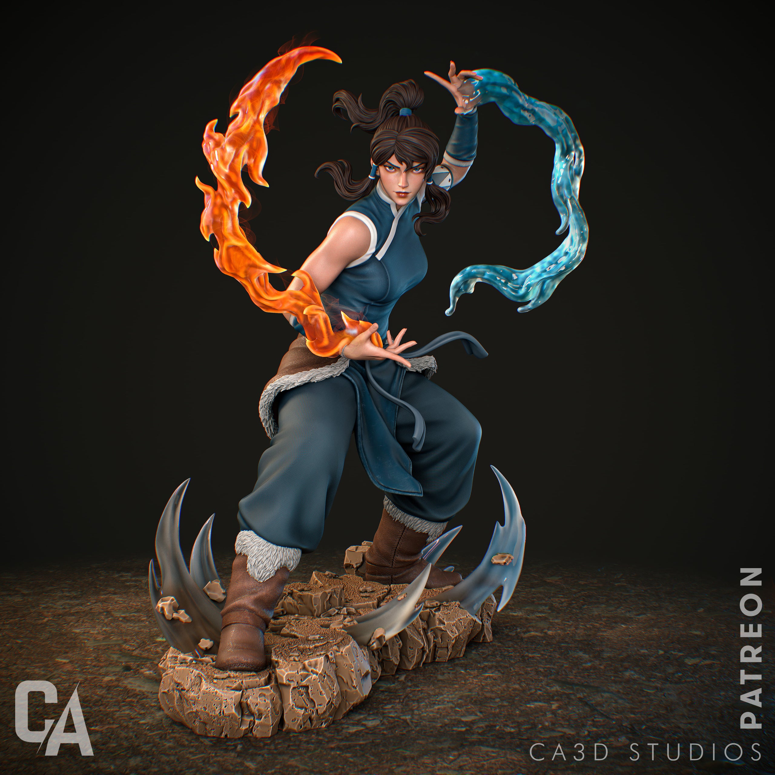 Elemental Warrior Heroine Statue