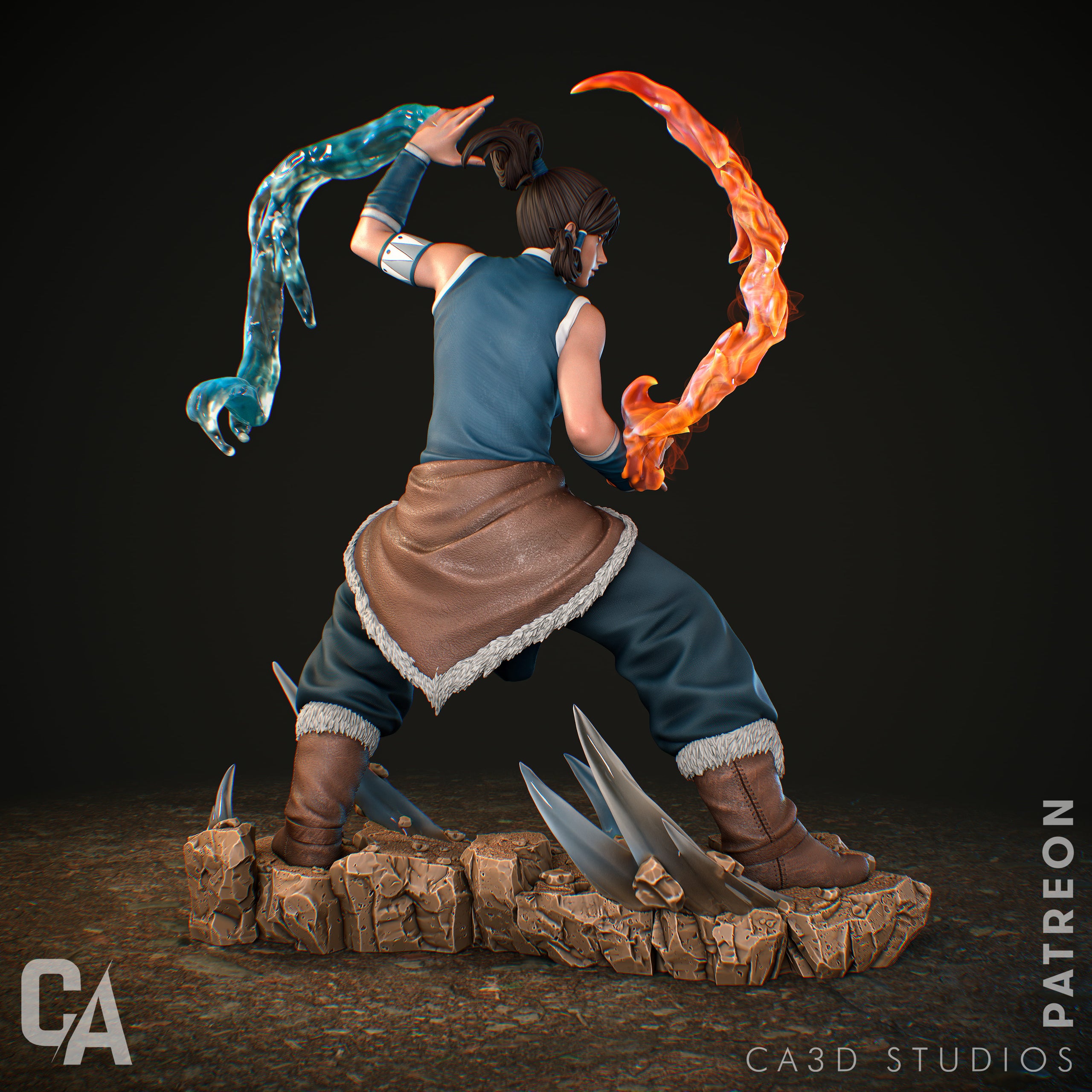 Elemental Warrior Heroine Statue
