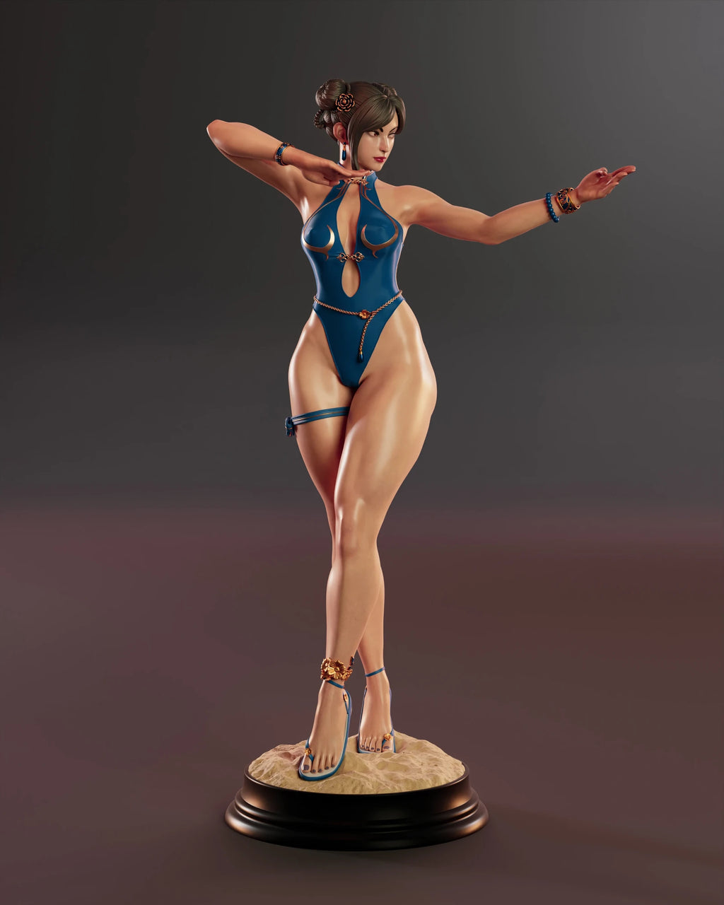 Blue Lotus Fighter Statue
