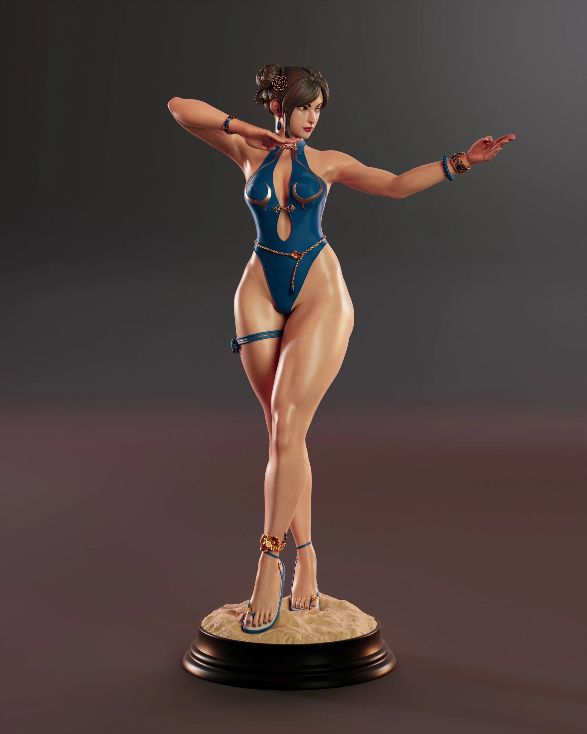 Blue Lotus Fighter Statue