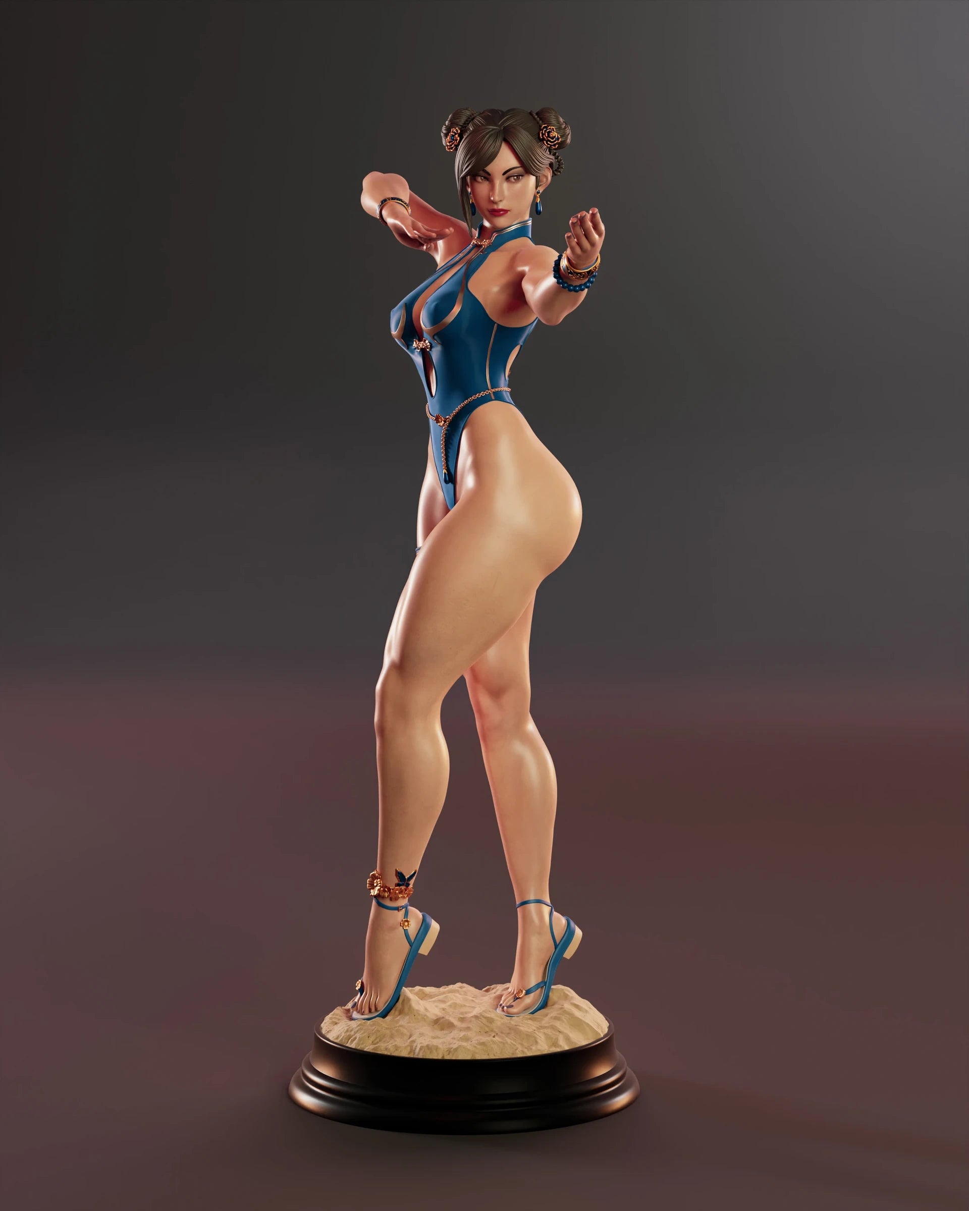 Blue Lotus Fighter Statue