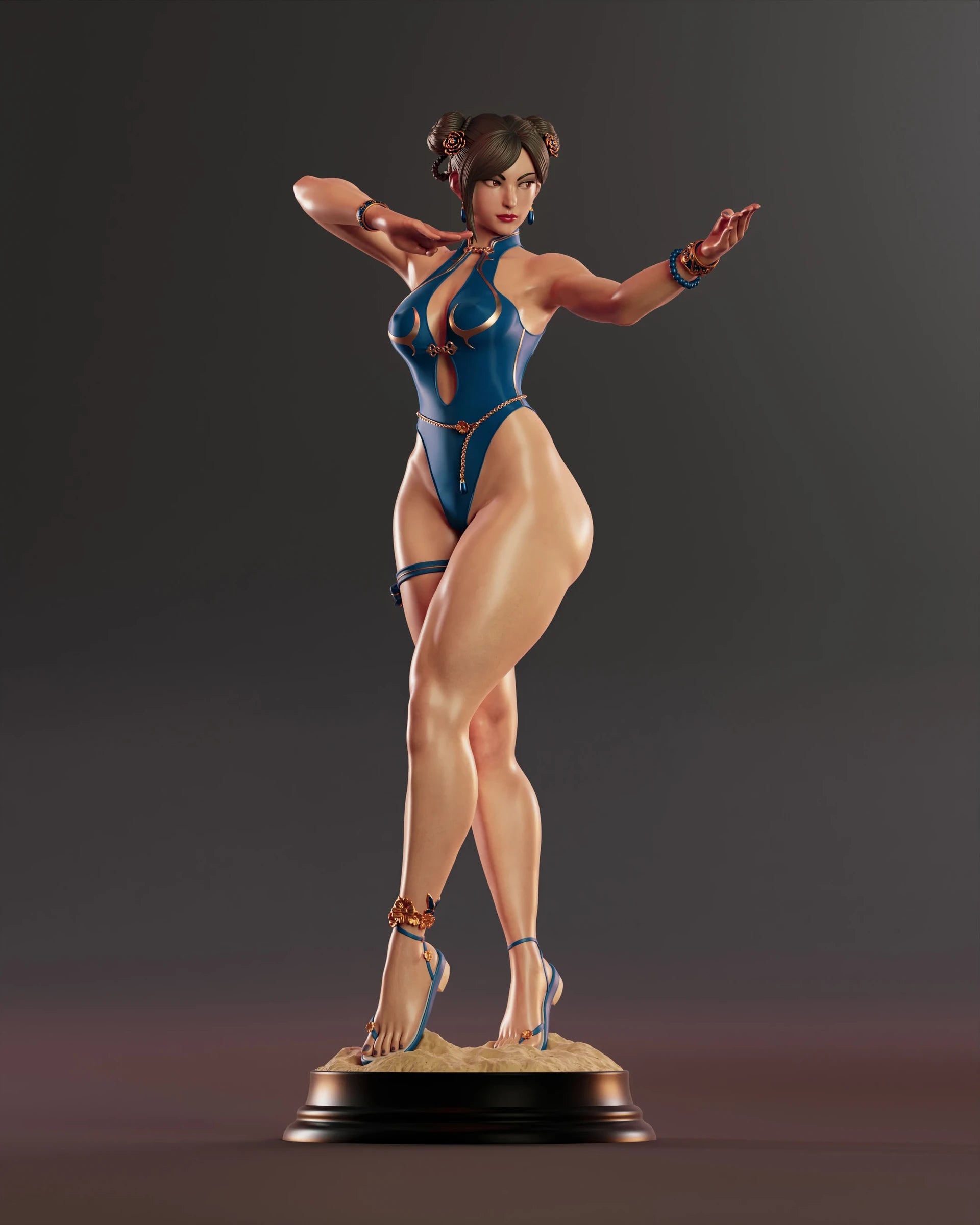 Blue Lotus Fighter Statue