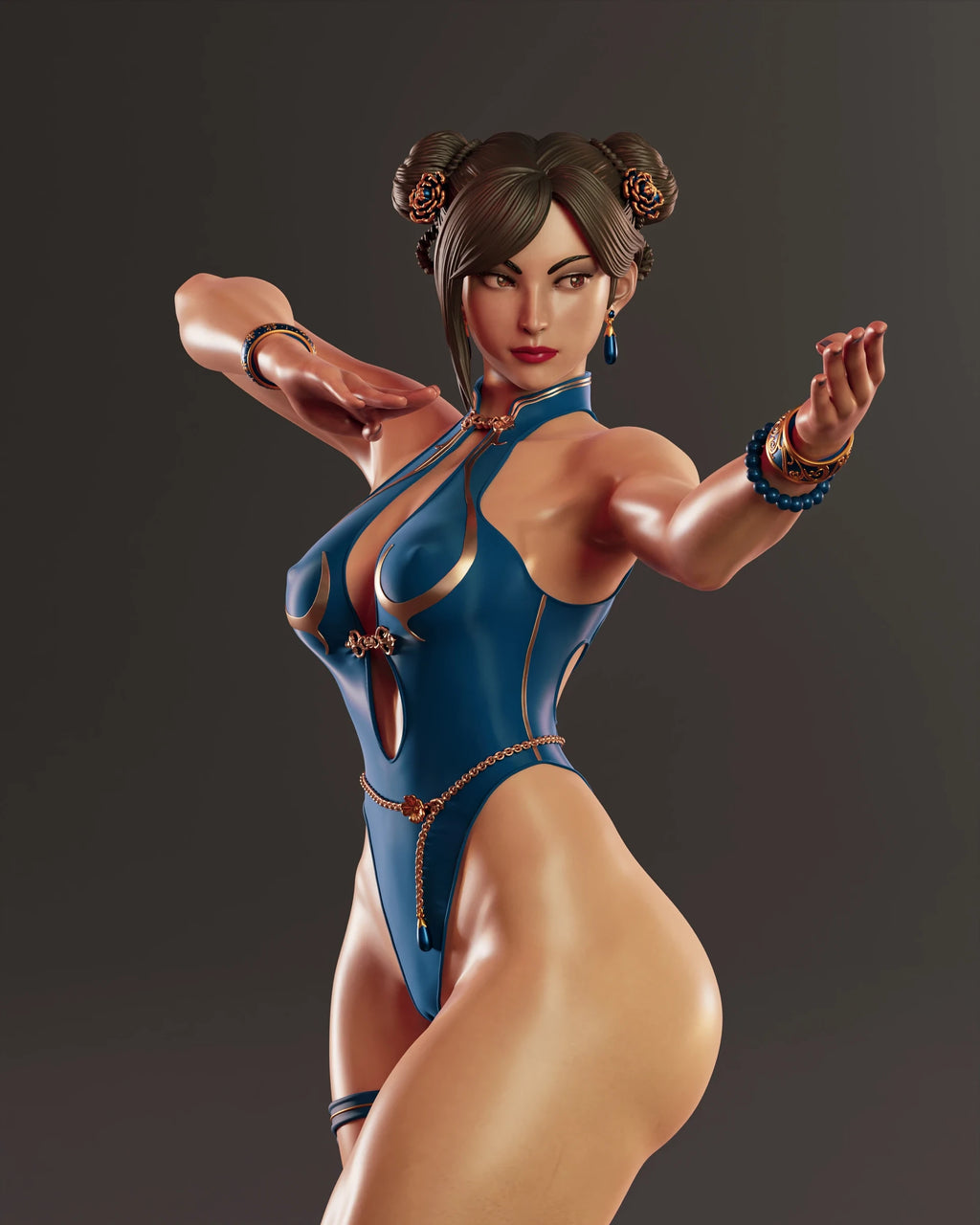 Blue Lotus Fighter Statue