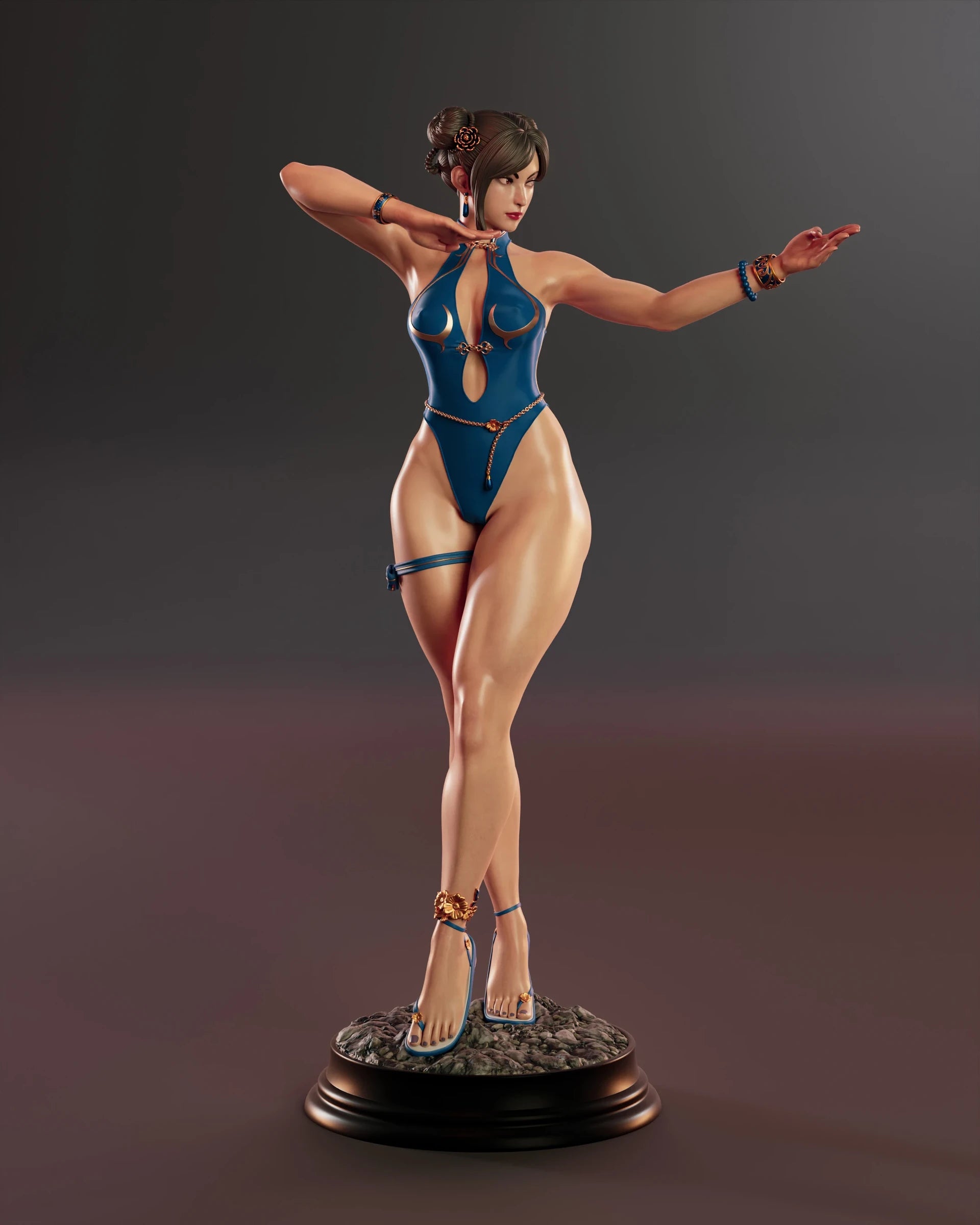 Blue Lotus Fighter Statue