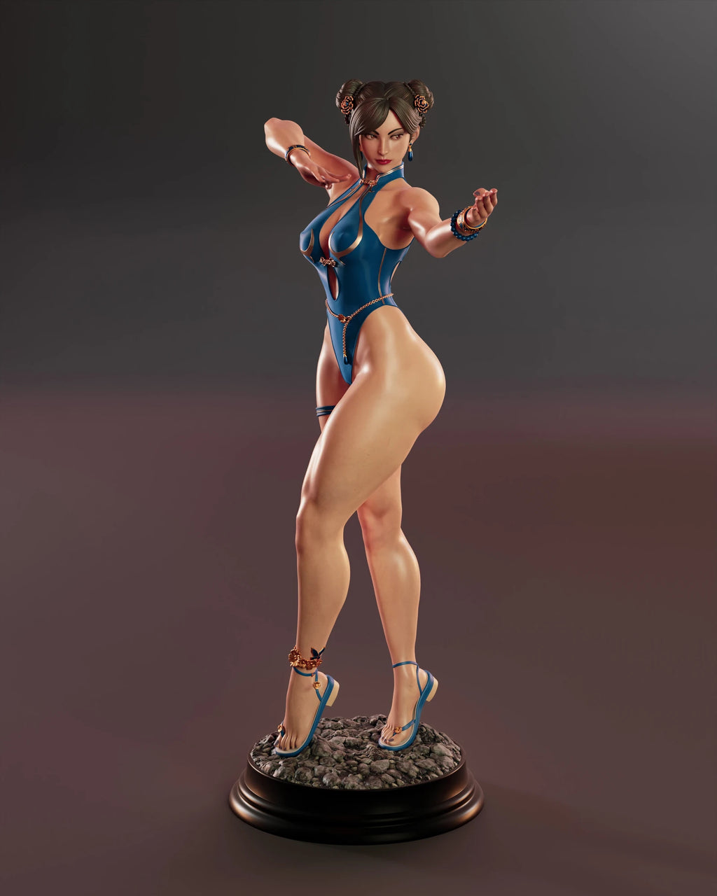 Blue Lotus Fighter Statue